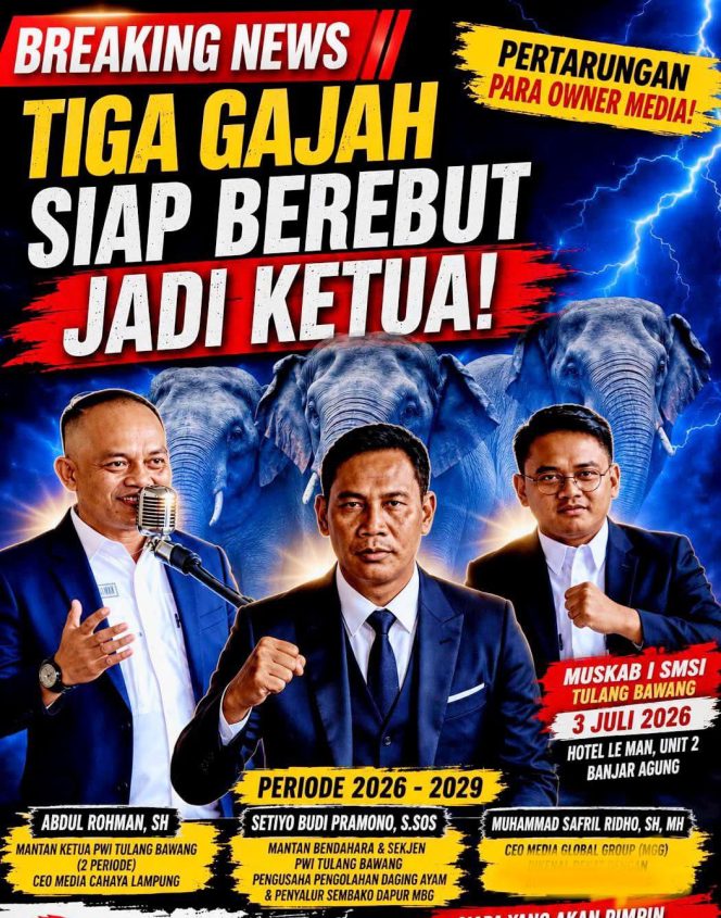 
 Tiga Gajah Siap Berebut Jadi Ketua Organisasi Owner SMSI Tulang Bawang 